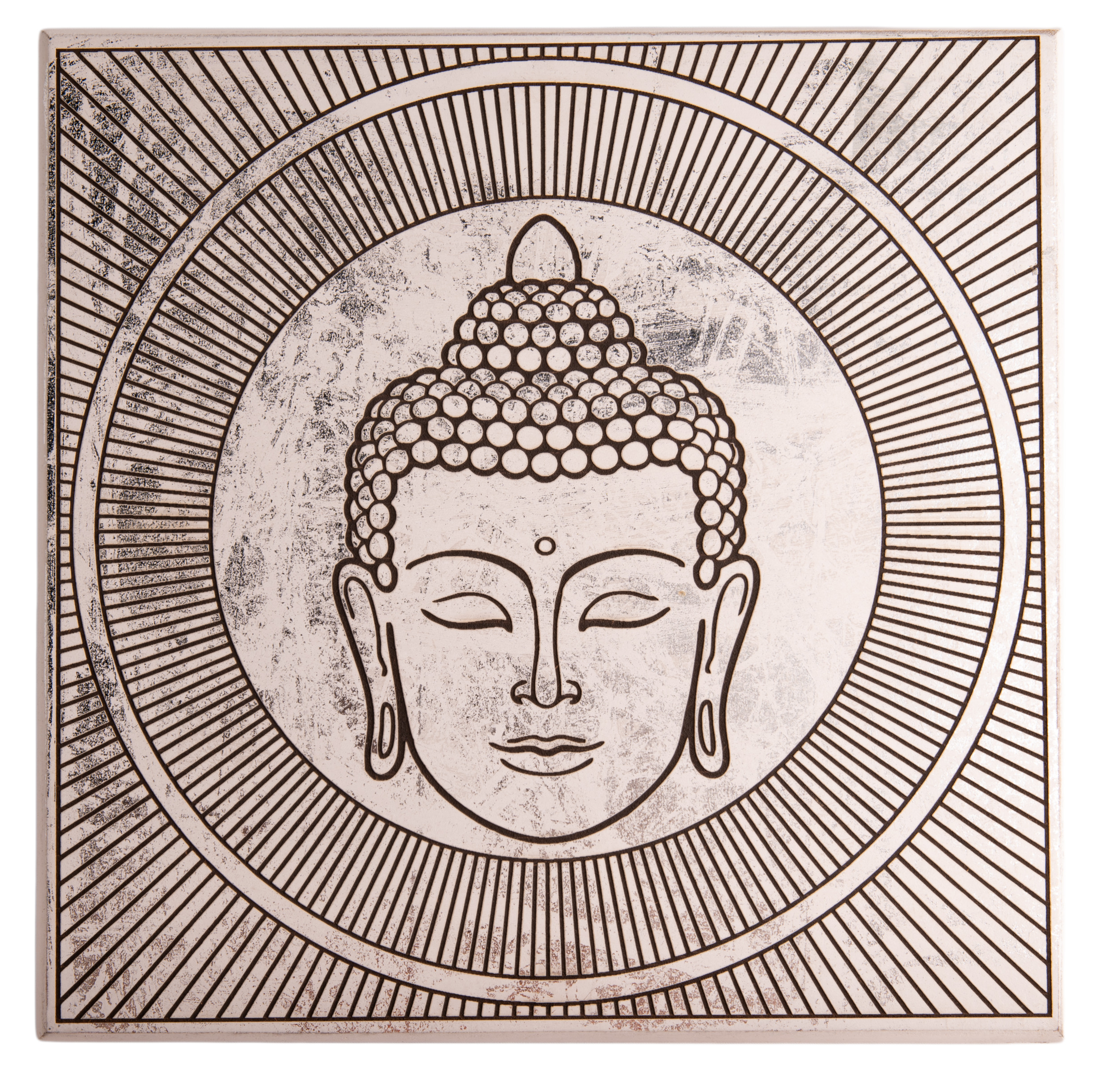 Energieplatte Buddha Weiß/Silber