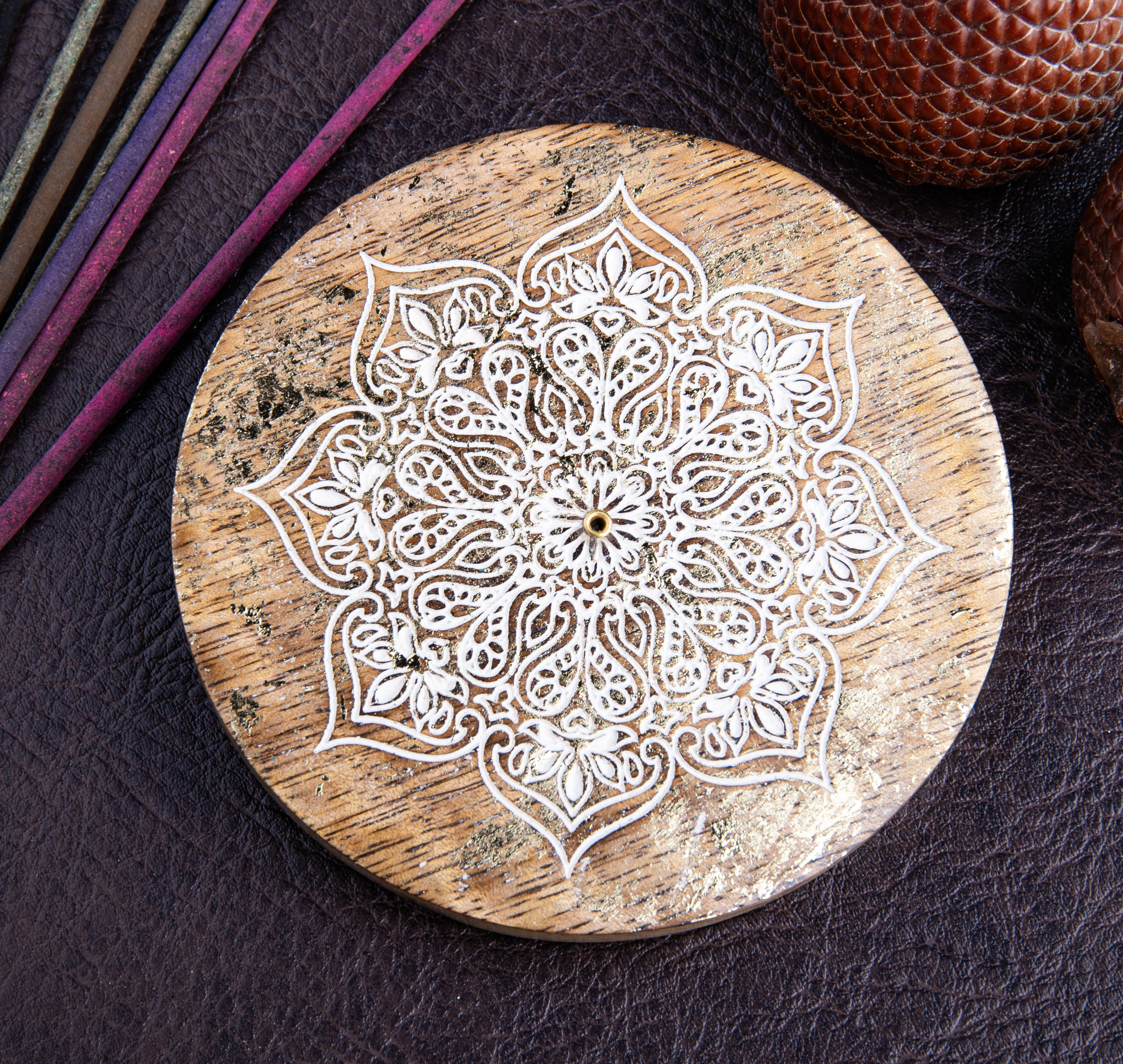 Mandala Räucherstäbchenhalter rund