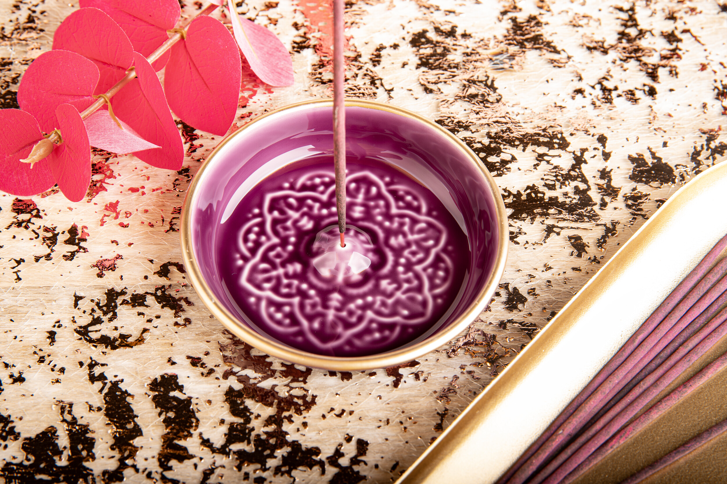 Stäbchenhalter Mandala, Aubergine