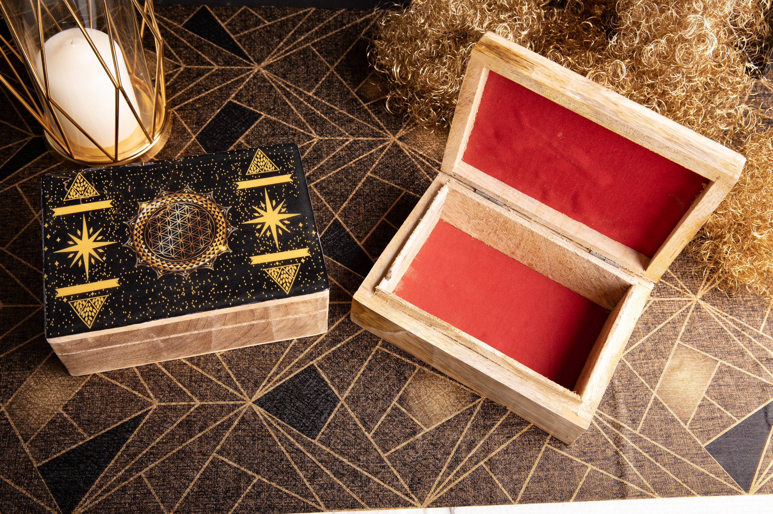 Fantasy Holzbox Blume des Lebens