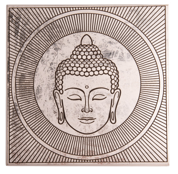 Energieplatte Buddha Weiß/Silber
