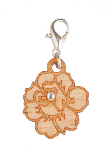 Rose - Holz-Charm mit Kristall