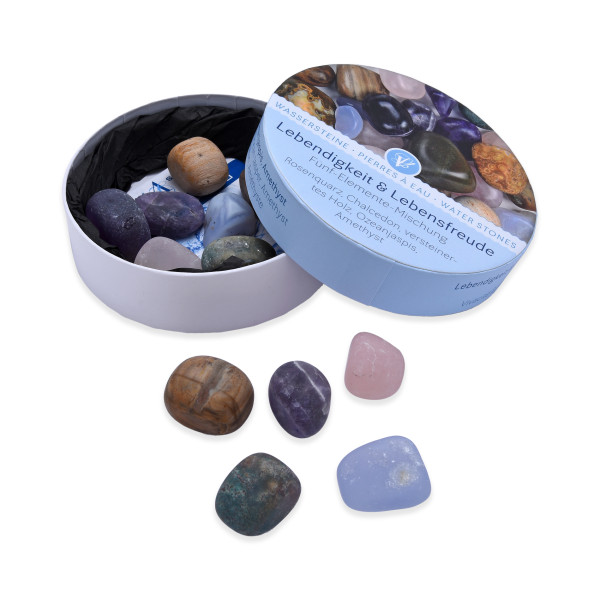 Wassersteine in Geschenkdose - 5 Elemente Mischung